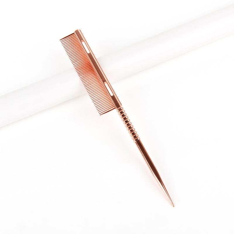 

Design Rat Tail Aluminium Styling Comb Professional Barber Heat Resistant Men Hair Combs Salon Hairdresser Tools For Women розового золота