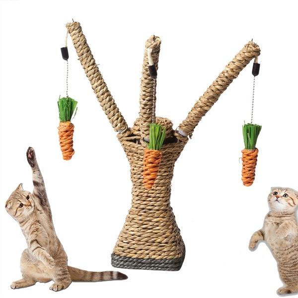 Pet Toys Interactive Tree Tower Shelves Climbing Frame Scratching Post Sisal Rope Cat Playing Toy Protecting Furniture Carrot