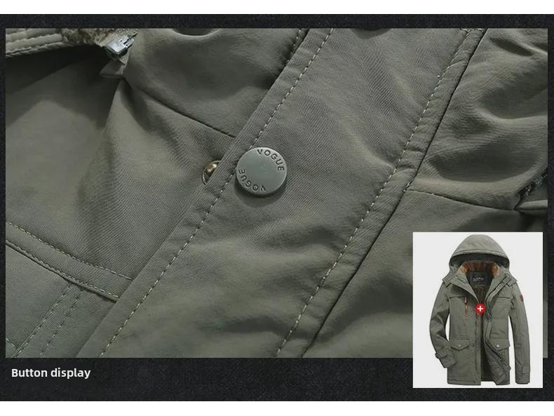 Men's Winter Multi-Pocket Cotton Coat - Thickened, Loose, Cold-Resistant, Casual Style 8186