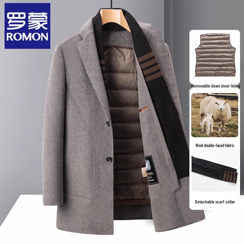 

ROMON Мужское пальто средней длины из смесовой шерсти со съемной подкладкой из гусиного пуха 4XL