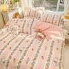 Botanical Floral and Cartoon Rabbit Duvet Cover 3pcs Kawaii Pink Bedding Set For Girl Teen 100% Cotton Farmhouse Comforter Cover