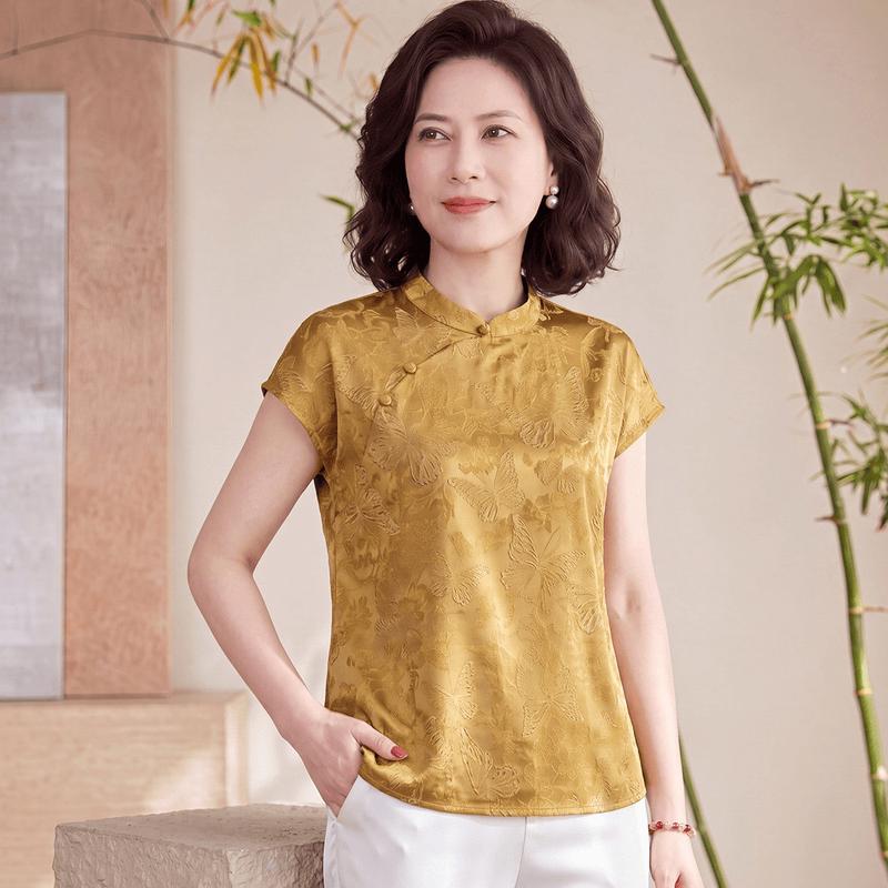 New Chinese Style Butterfly Jacquard T-Shirt 2XL