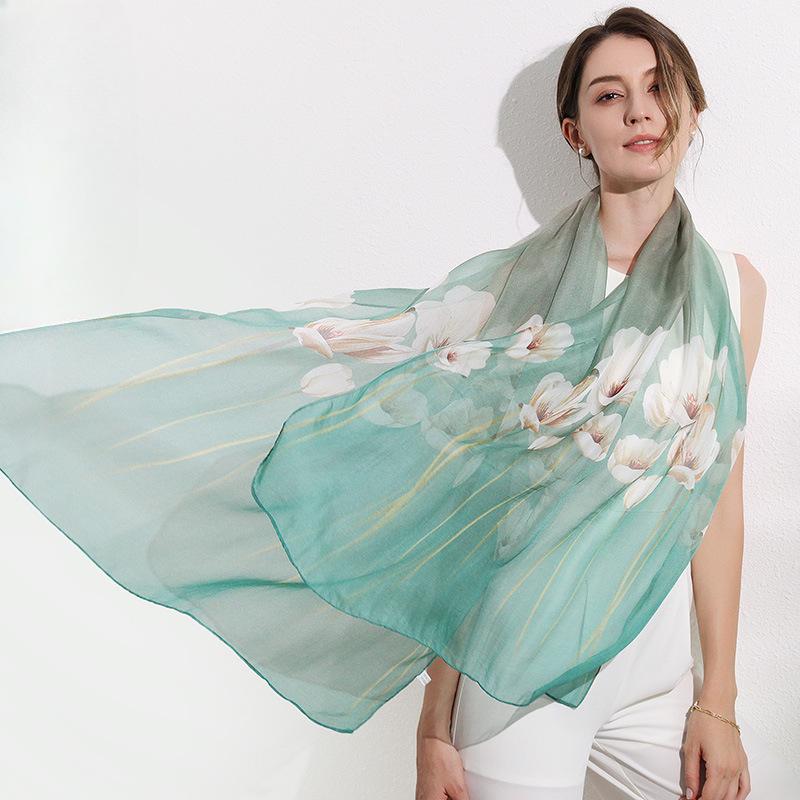 Shanghai Story New Mulberry Silk Scarf Women's Summer Thin Versatile Printed Shawl Mom Gift Scarf