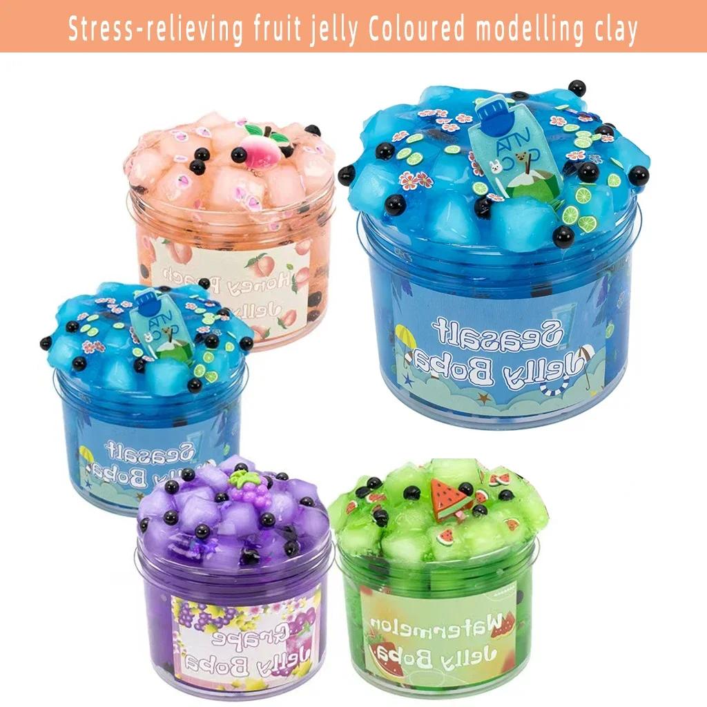 DIY Clear Jelly Cube Slime Kit, Fruit Themed Crystal Clay for Stress Relief & Festive Party Decor
