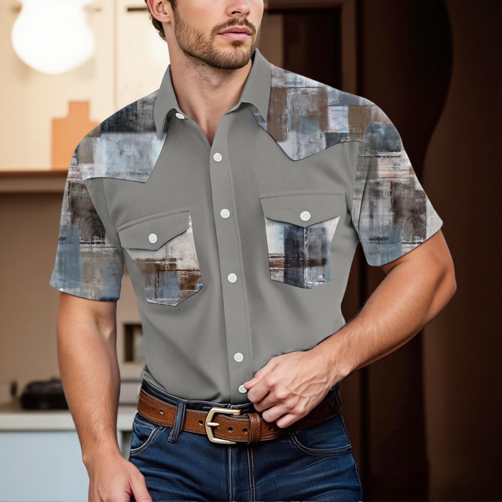 

Мужской модный топ кэжуал с короткими рукавами, лацканами и длиной до плеч M