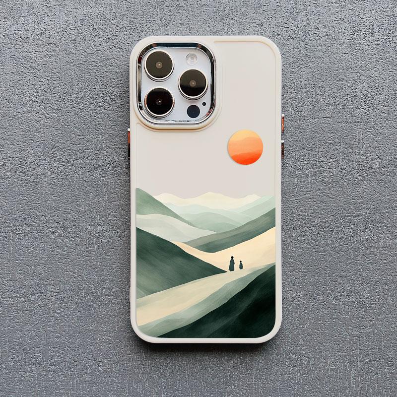 Artistic Mountain View Illustrations Silicone Phone Case For iPhone 13 12 11 Pro Max 16 15 14 Pro Max Plus XR XS X 7 8 SE2 Cover