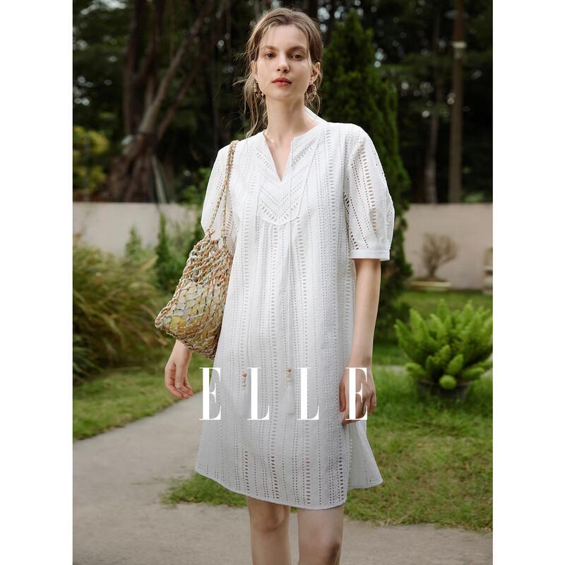 ELLE Women s Retro Puff Sleeve A-Line Cutout Dress XL