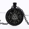 Classic Black Celtic Knot Zodiac Sign Glass Dome Necklace For Men Irish Witch Knot Pendant Amulet Jewelry