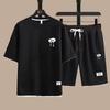 Waffle Herr Set Sommar T-shirt Shorts träningsoverall Herr Streetwear Kort ärm 2 delar Set Casual Herr Sport Kostym Kläder