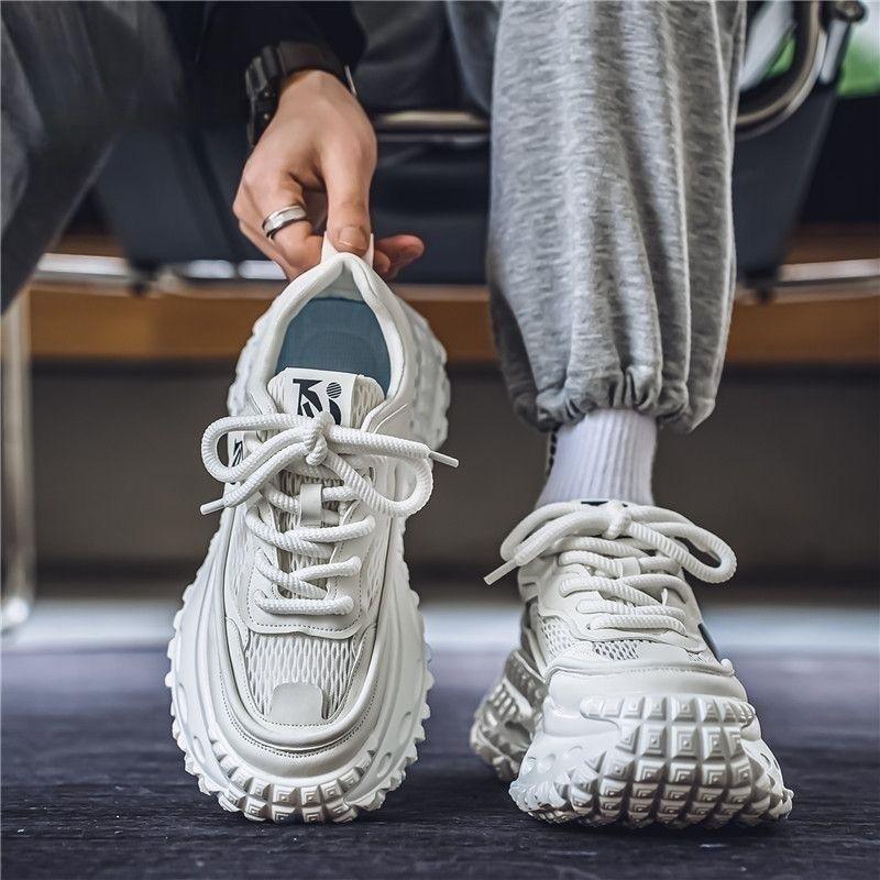 Fashion Men Shoes Thick-sole Inner Heightening Men Casual Sneakers Mesh Breathable Anti Odor Comfort Comfort Run Shoes Zapatillas Hombre