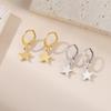 Moon Star Drop Earrings for Women Gold Stainless Steel Hoop Earrings Simple Fashion Jewelry Gift