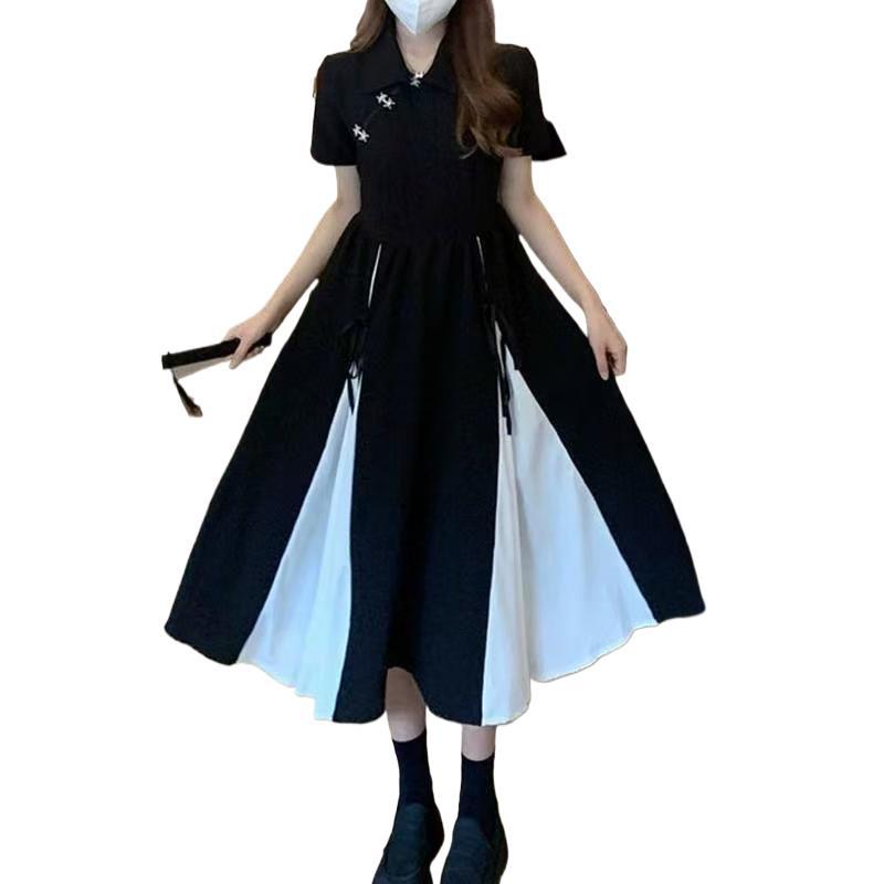 New Chinese-style Improved Cheongsam Dress Women's Summer Large Size Gentle National Style Tea Break Design Sense Hepburn Little Black Dress Women