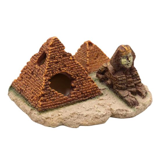 Fish Tank Decoration Colorfast Anti-Deformed Fall-resistant No Pollution Pyramid Sphinx Porous Rockery