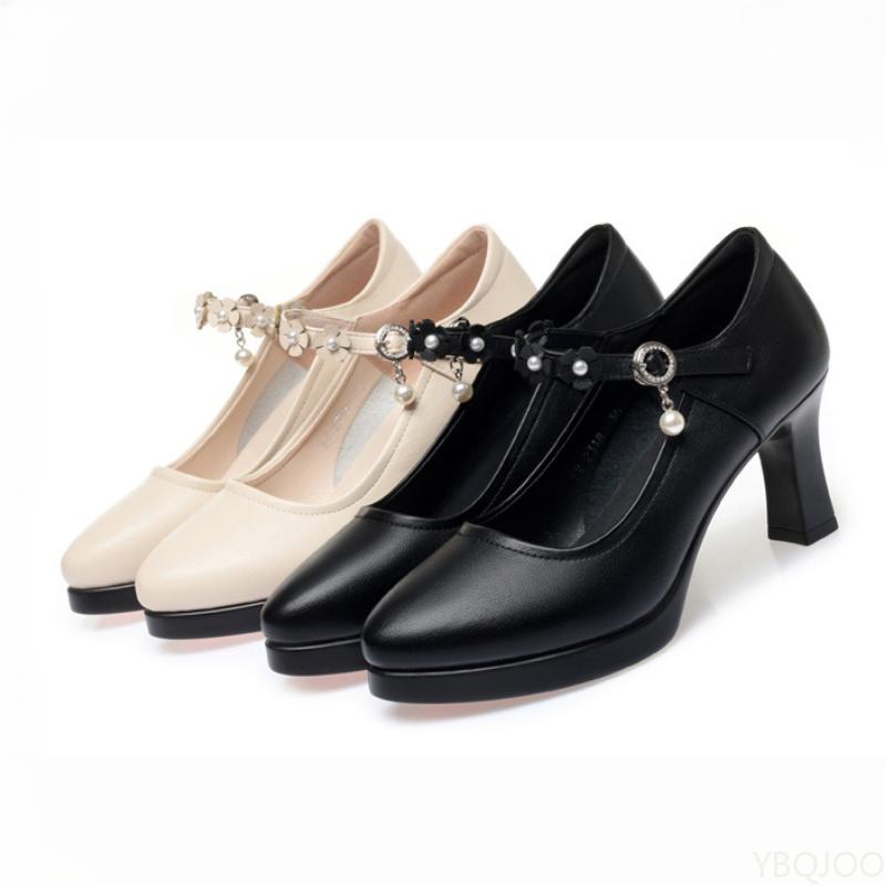 Spring Autumn New Mom Shoes Trendy thick heel ladies work shoes Fashion buckle high heels Versatile comfort Women's pumps Mujer