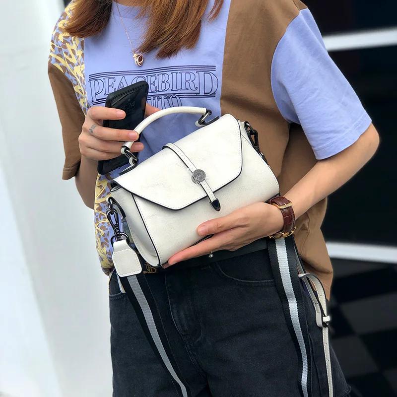 Women's Cowhide Leather Small Handbag Shoulder Phe Bag Ladies' Lightweight Cute Purse Messenger Crossbody Bag Versatile