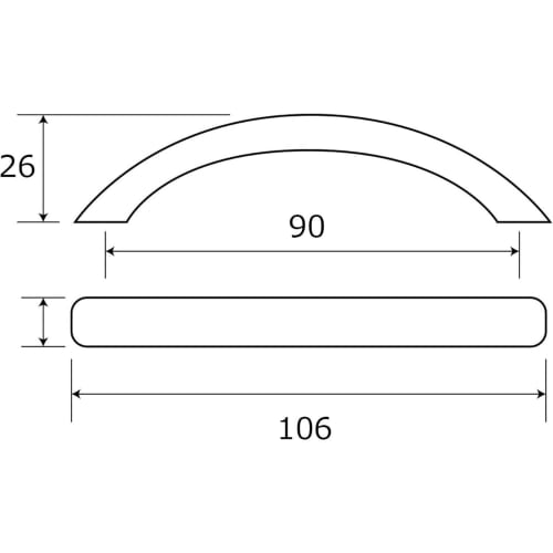 Waki Sangyo Moon Handle, 1 piece, Silver, 278W, 106mm, Furniture Handle, BH-941