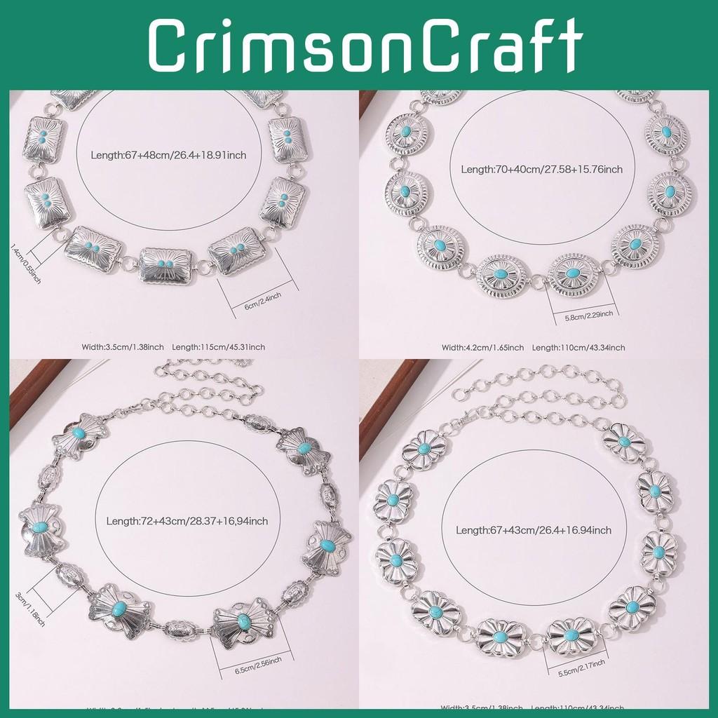 Summer Spring Womens Waist Belt With Turquoise Carved Accents And Closure Hook