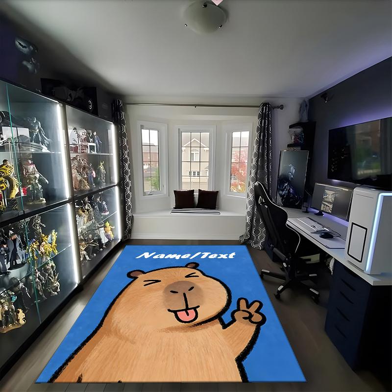 1PC Custom Name Groundhog Celebration Theme Floor Mat Ideal for Living Room, Game Rooms, Office, Bedroom,Floor Mat Playful Design