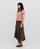 Sillot Asymmetric Low Cut Cotton Long Skirt (Khaki)