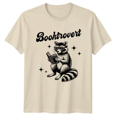 Booktrovert Raccoon Reading TShirt Book Lover Graphic Tee