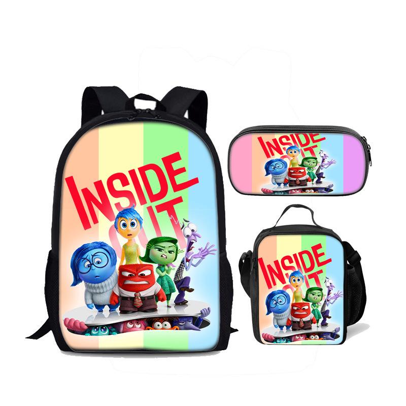 Insideout Student 17-Inch School Bag Ice Pack Three-Piece Mind Team Backpack Set