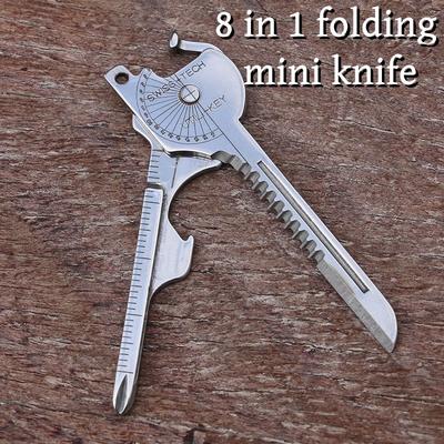 8-in-1 Multi-Tool Schlüsselanhänger für Camping & Survival | Klappschraubenzieher, Flaschenöffner | Kompakte Outdoor-Utility-Zange mit Schlüssel