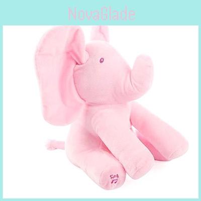 Gray Peek-a-boo Musical Plush Elephant Toy Soft Adorable And Perfect For Toddlers