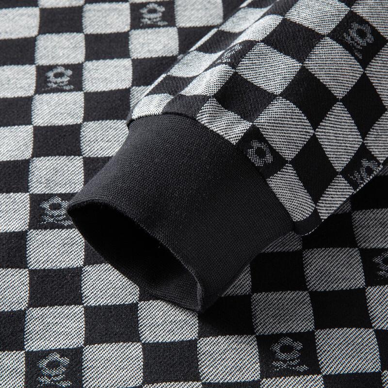 Montagut Men's Checkboard Jacquard Round Neck Sweatshirt