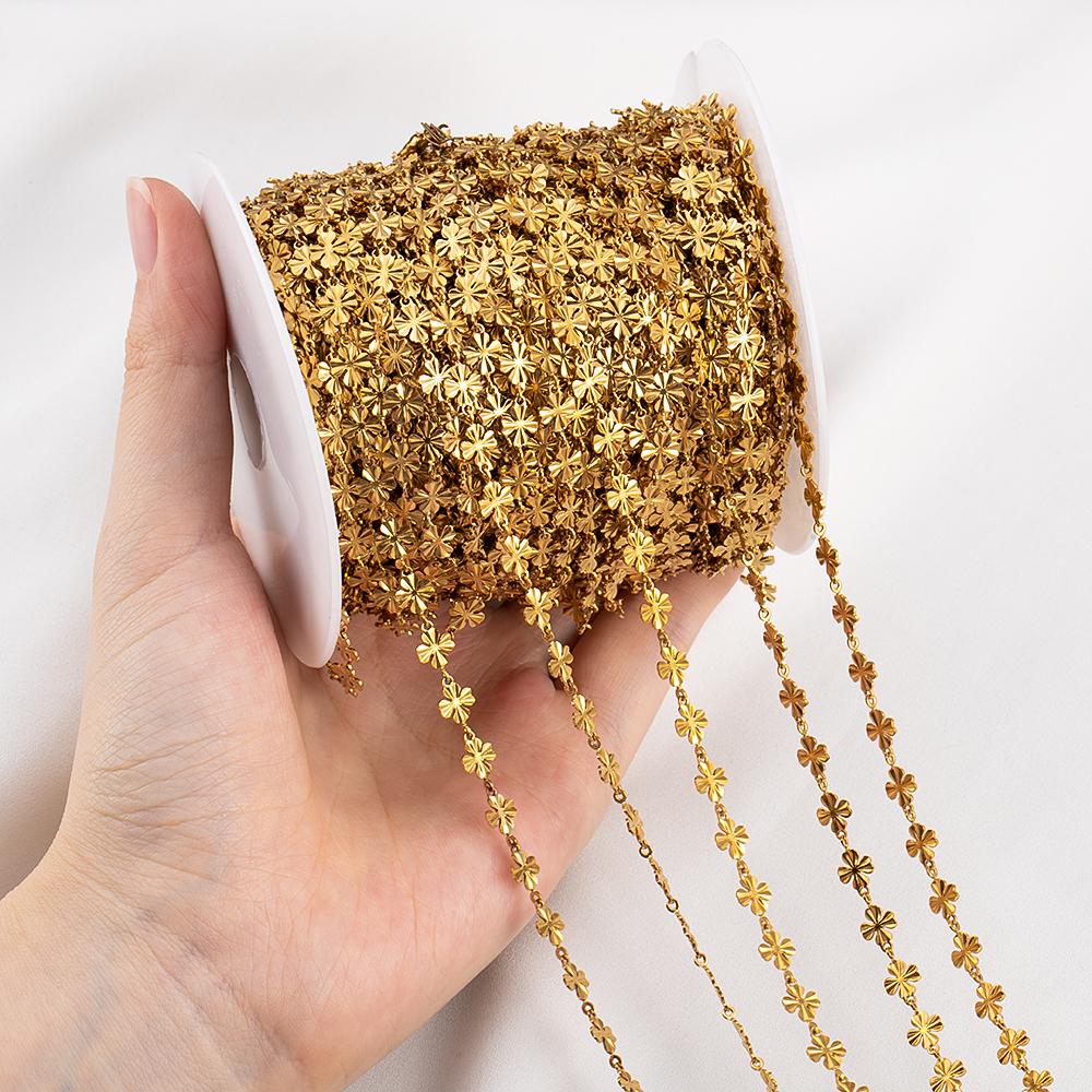 0.5meter 1meter Stainless Steel Flower Chain Roll DIY Jewelry Making Accessories Bulk Chain for Crafts for DIY Necklace Bracelet