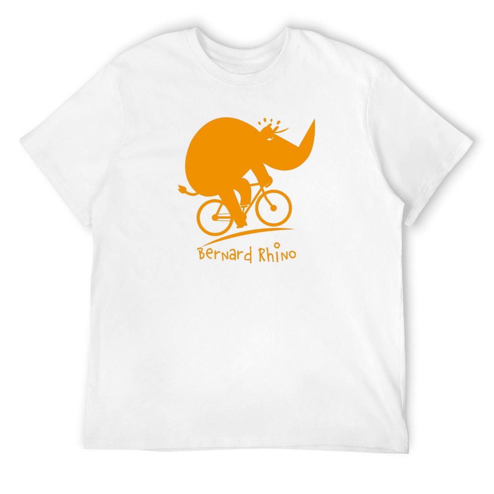 Bernard Rhino, the rhino who rides a bike T-Shirt plain graphics animal prinfor boys men clothing S