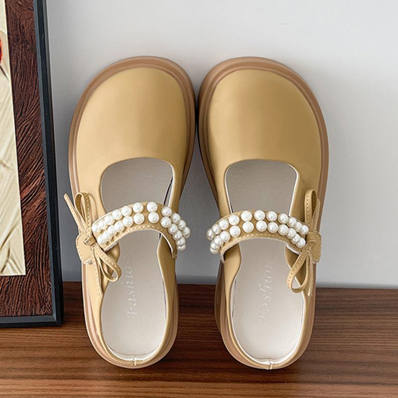 Französische Baotou Halbschuhe Damen Oberbekleidung 2025 Sommer neu Perle Feenwind dicker Boden Mary Jane coole Hausschuhe