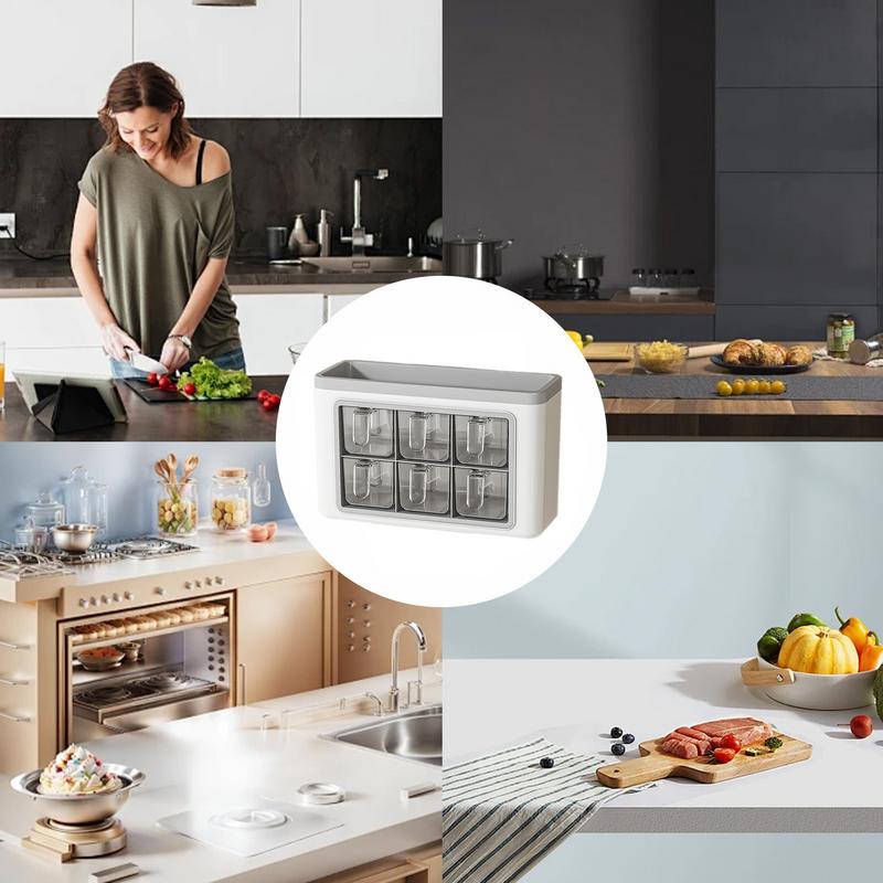 Wall Clear Seasoning Case Kitchen Sugar Storage Racks Transparent Condiment Jar With Spoon And Lid For Salt Pepper Paprika