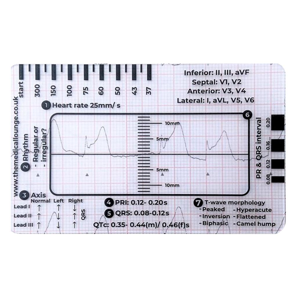 Portable ECG EKG 7 Step Ruler Card ECG/EKG Interpretation Tool For Easy ECG EKG Interpretation Heart Health Assessment