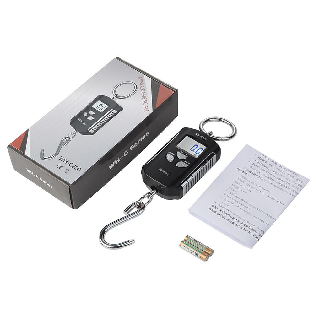 Cantar digital suspendat 200 kg/ 440 lb Cantar portabil cu macara LCD iluminat din spate Cantar cu carlig din otel pentru ferma