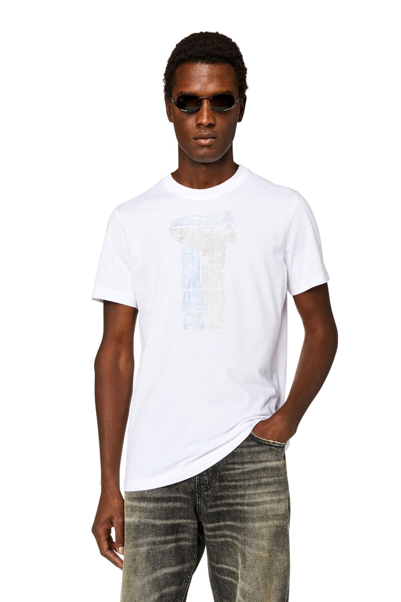 

Diesel Men s T-DIEGOR-K68 A124960GRAI T-Shirt, White, Size 2XL, 100