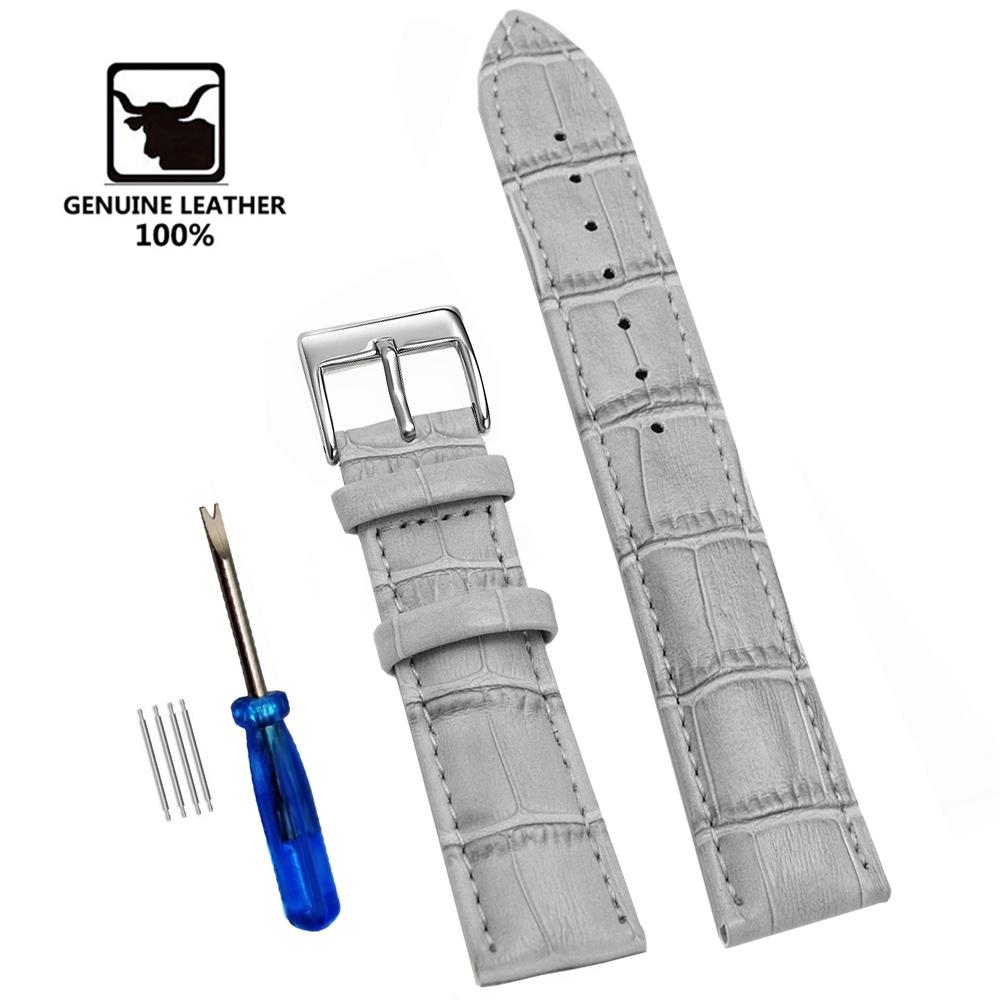 Cowhide Genuine Leather Watch Strap 12/14/16/18/20/22/24 mm Watch Pin buckle Band Soft Wrist Watchband Bracelet + Tool