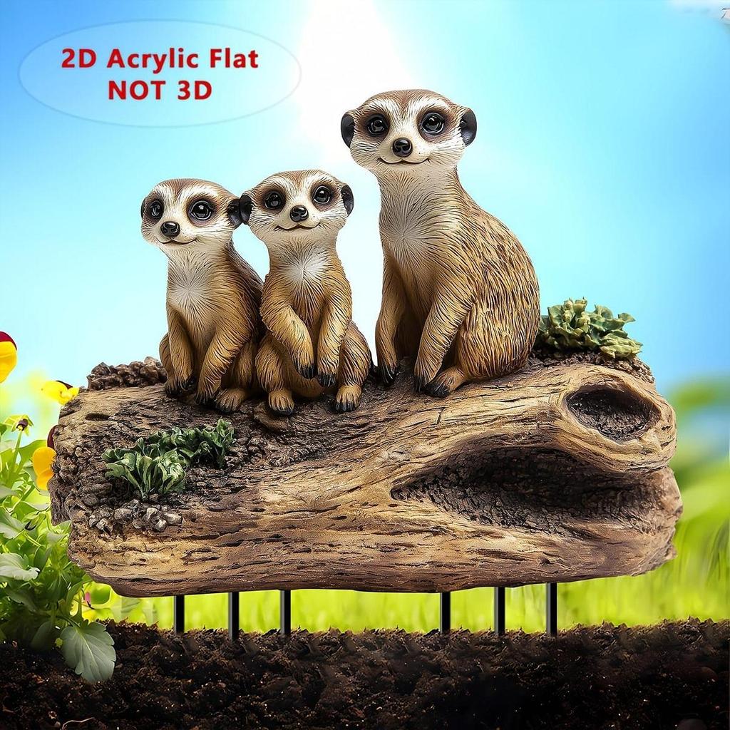 Meerkat Garden Stake Decoration 2D Versatile Gifts Acrylic Plague Yard Stakes for Lawn Spring
