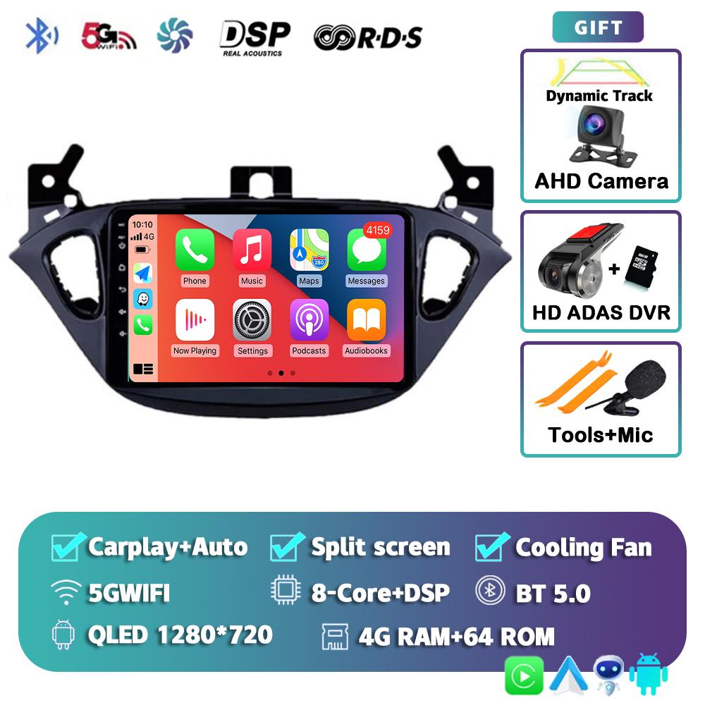 Android 14 Carplay Auto For Opel Corsa 2015-2019 For Opel Adam 2013-2016 Car Radio GPS Multimedia Player DSP Stereo 2din 2 Din