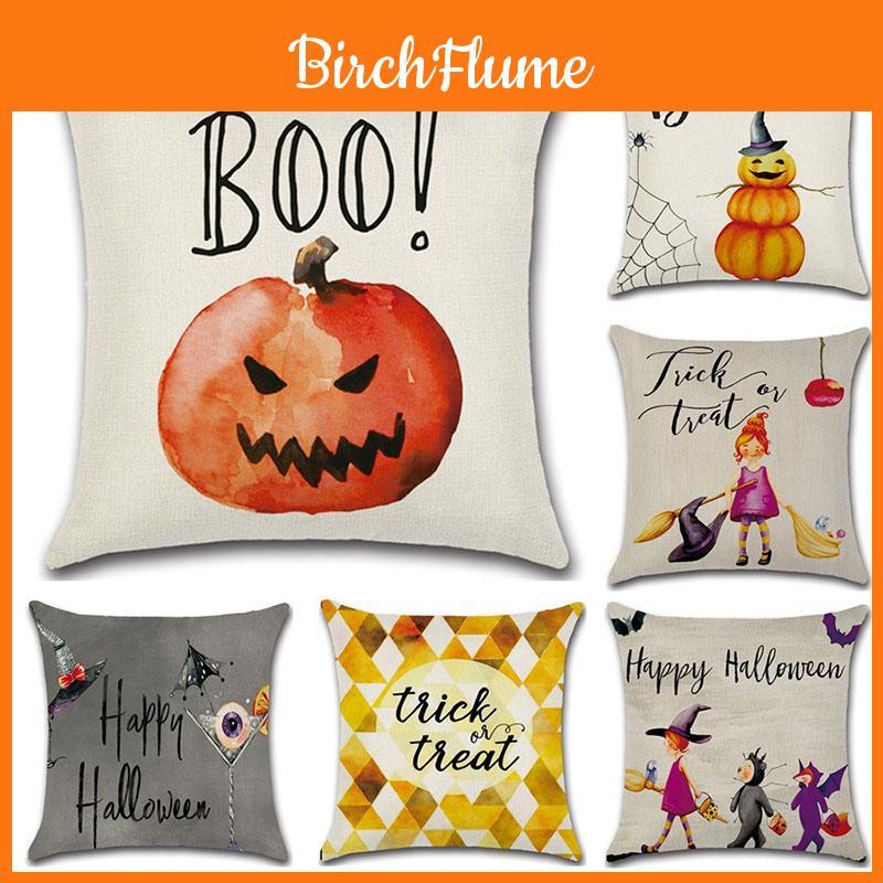 Luxurious Halloween Pillow Case For Sofa And Home Decoration With Pumpkin Design Linen Throw