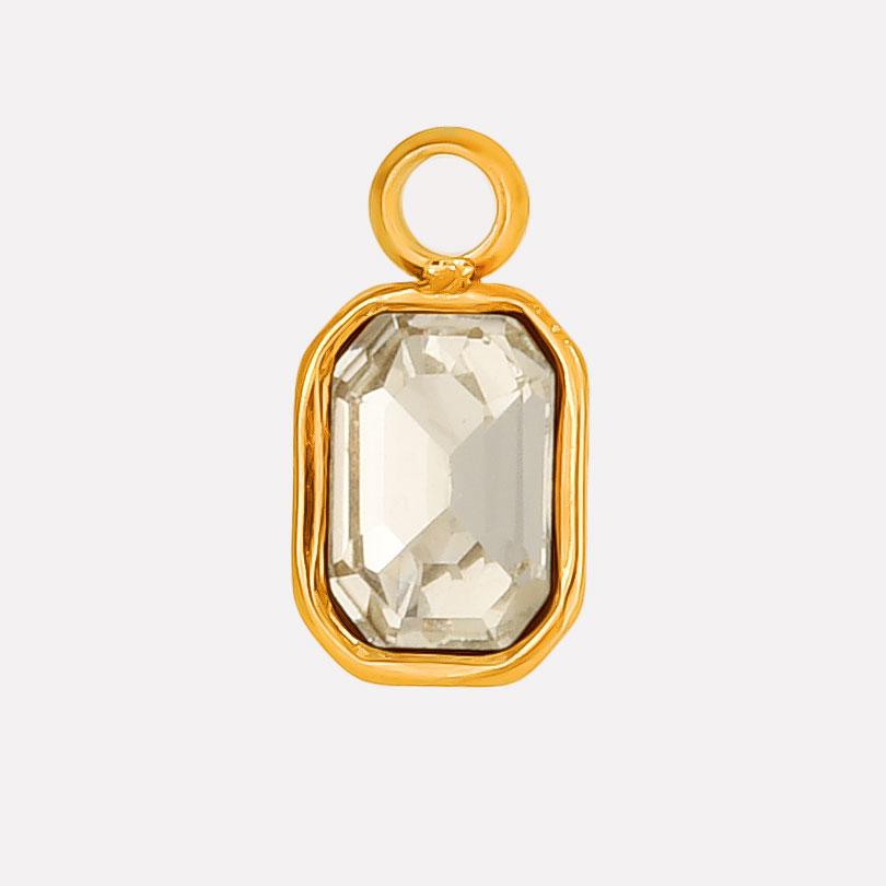 6pcs Different Color Stainless Steel Rectangle Charms For Jewelry Making Supplies Luxury Glass Stone Pendant Charm DIY Earrings