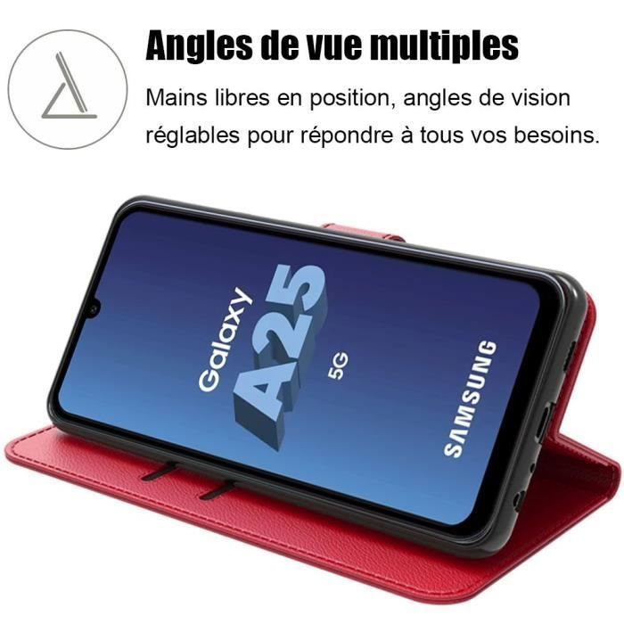 Shockproof Case - Booling - for Samsung Galaxy A25 5G - Shockproof - PU Leather - Tempered Glass