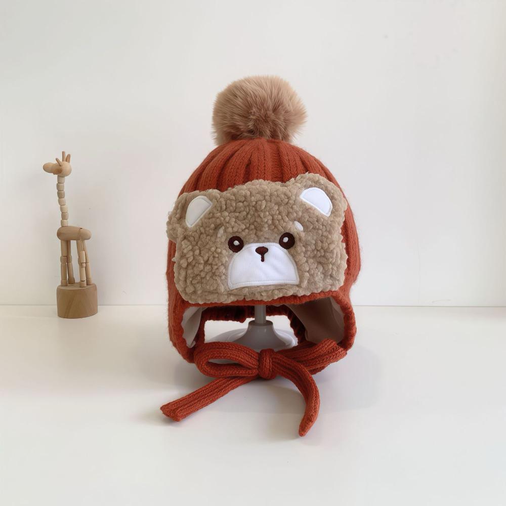 Plush Winter Beanie Cartoon Pom Pom Hat Cute Knitted Hat Autumn and Winter