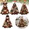 Wooden Holiday Party Decor Quilted Christmas Tree Table Sign, 2D Flat Fabric Patchwork Pattern Desktop Reusable Xmas Sign Ornament, Rustic Farmhouse