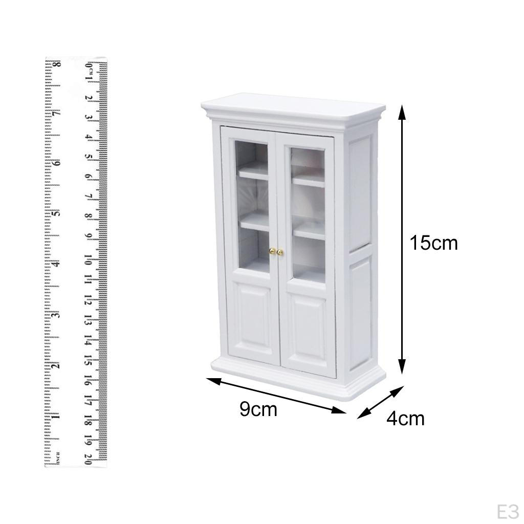 1/12 Scale Cupboard,Wooden Dollhouse Miniature Cabinet Model Nursery Room Decor