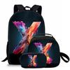 3 Pcs Set Letter Round Lunch Bags ,Pencil Bags ,School Bags For Boy/Girls Best Gifts 2D Flat Cartoon Backpack For Children