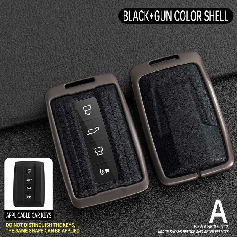 Zinc Alloy+Leather Car Key Case For Great Wall Gwm Wey Tank 300 500 Tank300 Tank500 Car Remote Key Case Cover Protective Shell