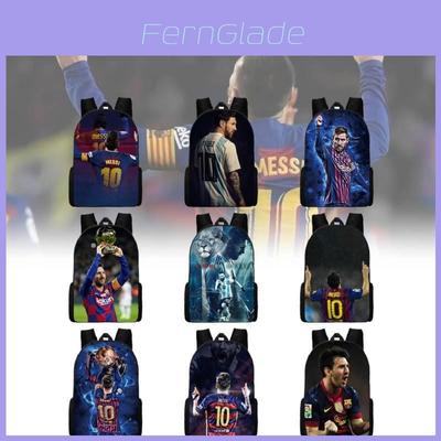 2024 New Mbappe Messi Ronaldo Neymar Football Print Backpack Lunch Bag Pencil Case Set Durable Polyester Cute Geometric Design