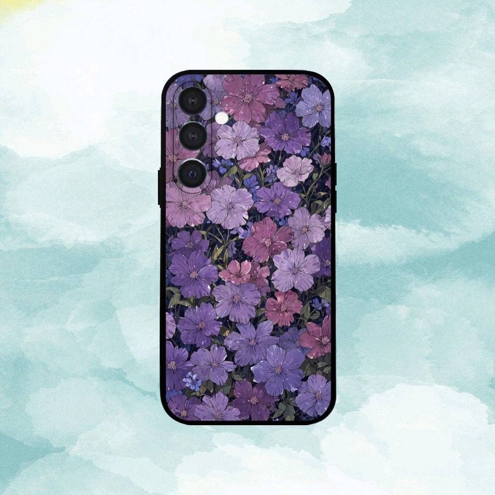 Flowers A-Art Phone Case For Samsung  A73,72,71,A52,51,40,41,A22,A32,31,A13, Soft Black Shell Samsung a20s