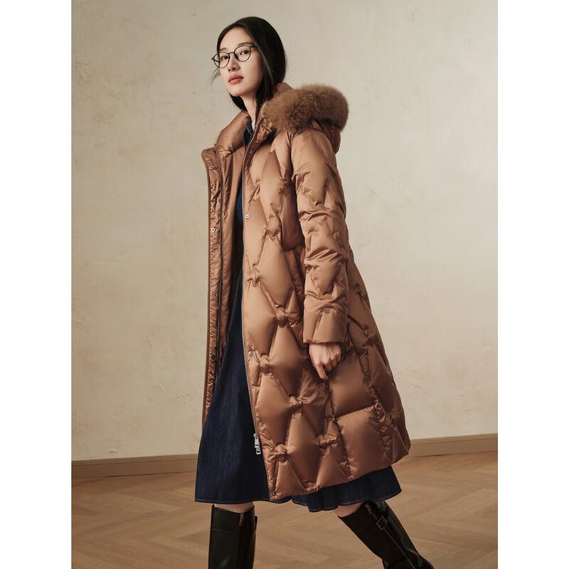 Jiuzi Annakou Elegant Hooded Fur-Collar Duck Down Winter Jacket
