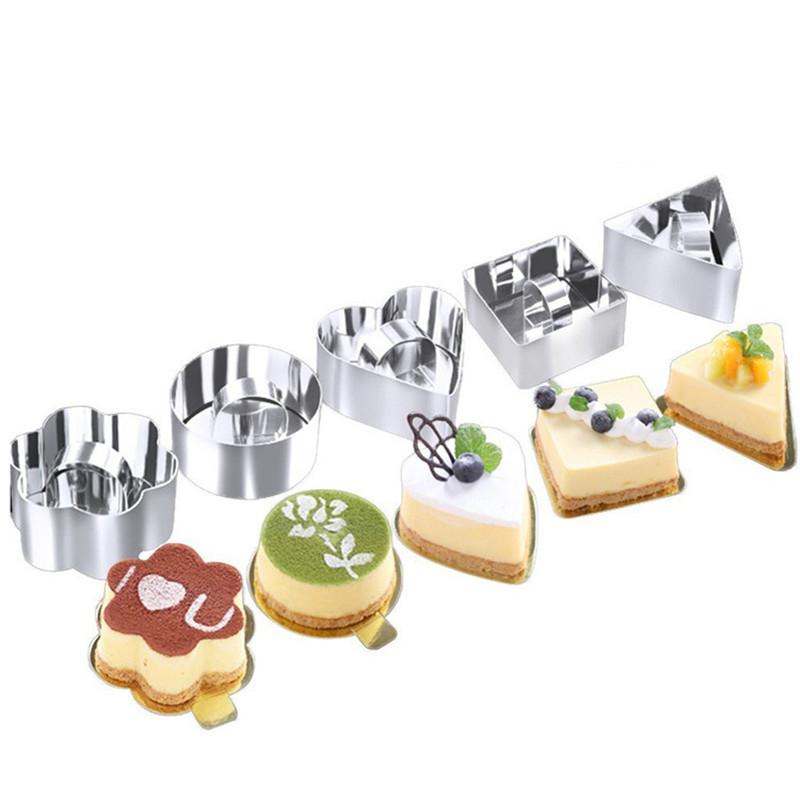 Stainless Steel Mousse Ring Cake Mold Round Flower Square Shape Cutting Die Biscuit Dessert Mold Pastry Cutter Baking Mould 2021